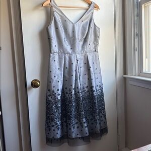 Danny & Nicole Evening Shift Dress Sheer overlay Intricate Beadwork Sparkle 10